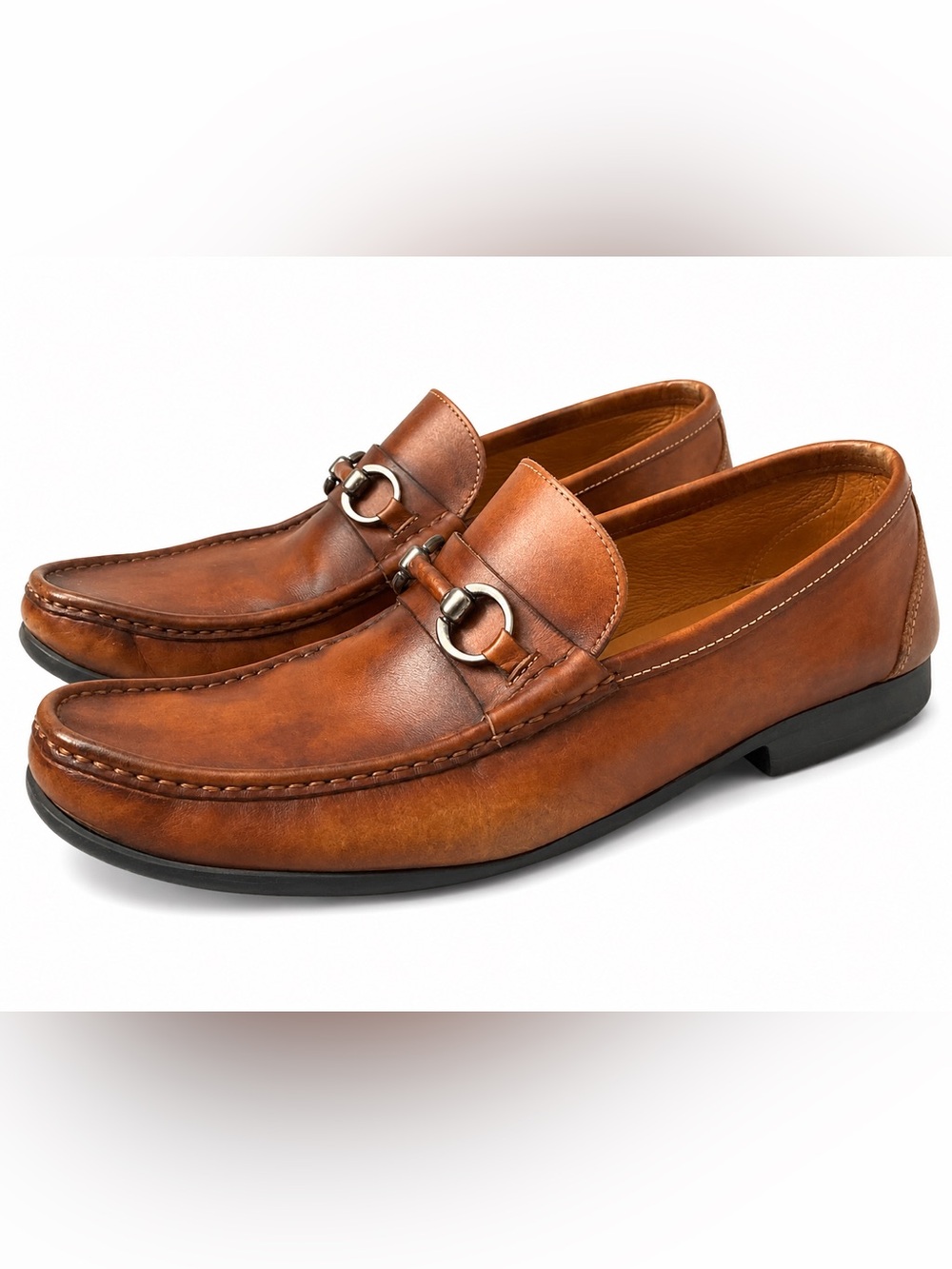 Magnanni Cognac Leather Horsebit Loafers Mens 13 EU46 Made in Spain
